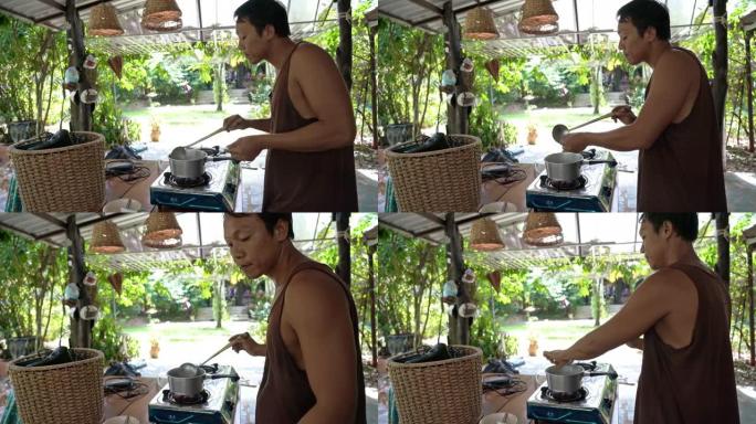 泰国厨师品尝椰奶汤