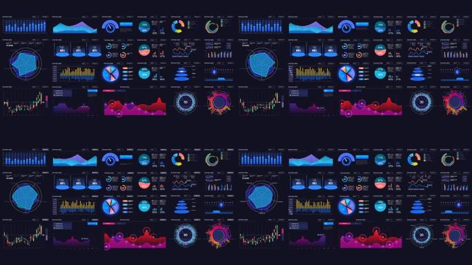 不同的UI，UX，GUI移动屏幕现代信息图。模板仪表板信息图，图表，图形和图形UI，UX，套件元素。