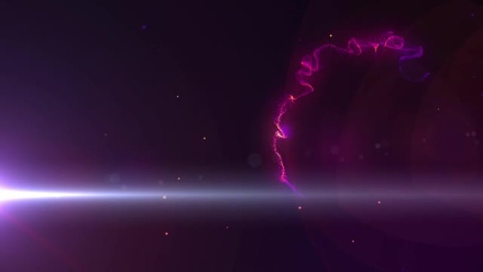 紫色背景上催眠运动的多个发光点的动画