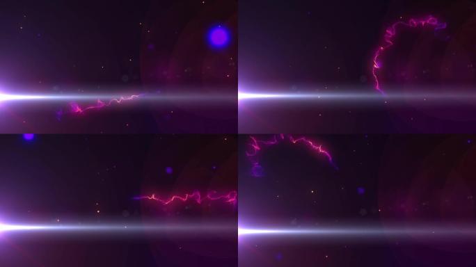紫色背景上催眠运动的多个发光点的动画