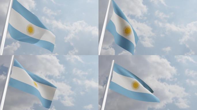 带有3D渲染的阿根廷国旗