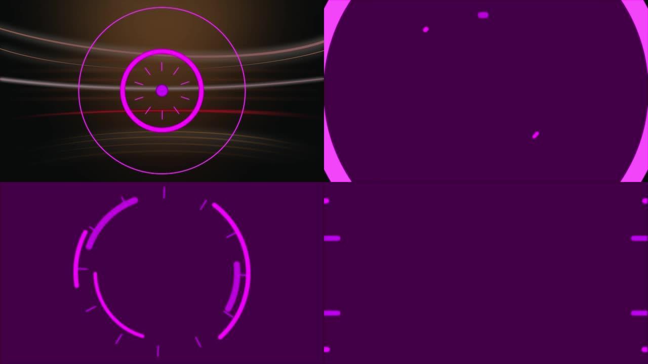 黑色背景上红色线条上的紫色保存锁定动画