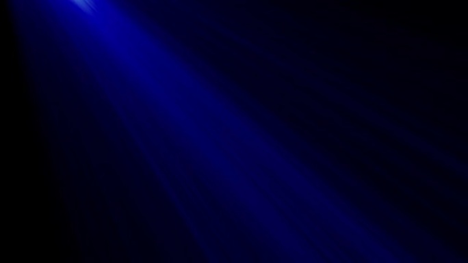 蓝色耀斑光束循环效应抽象背景。4k无缝循环抽象舞台灯光运动从左上角闪亮抽象标题介绍预告片电影效果背景