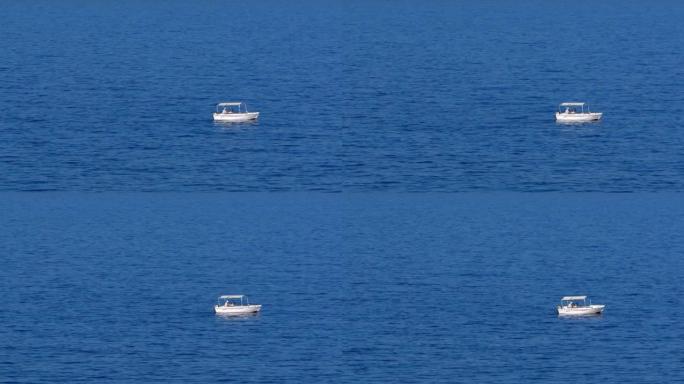 克里特岛海岸线外有一名渔民的渔船