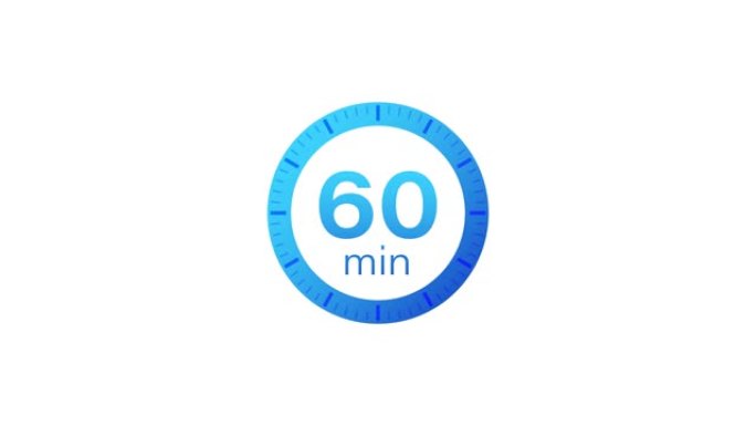 60分钟计时器。平面样式的秒表图标。运动图形。