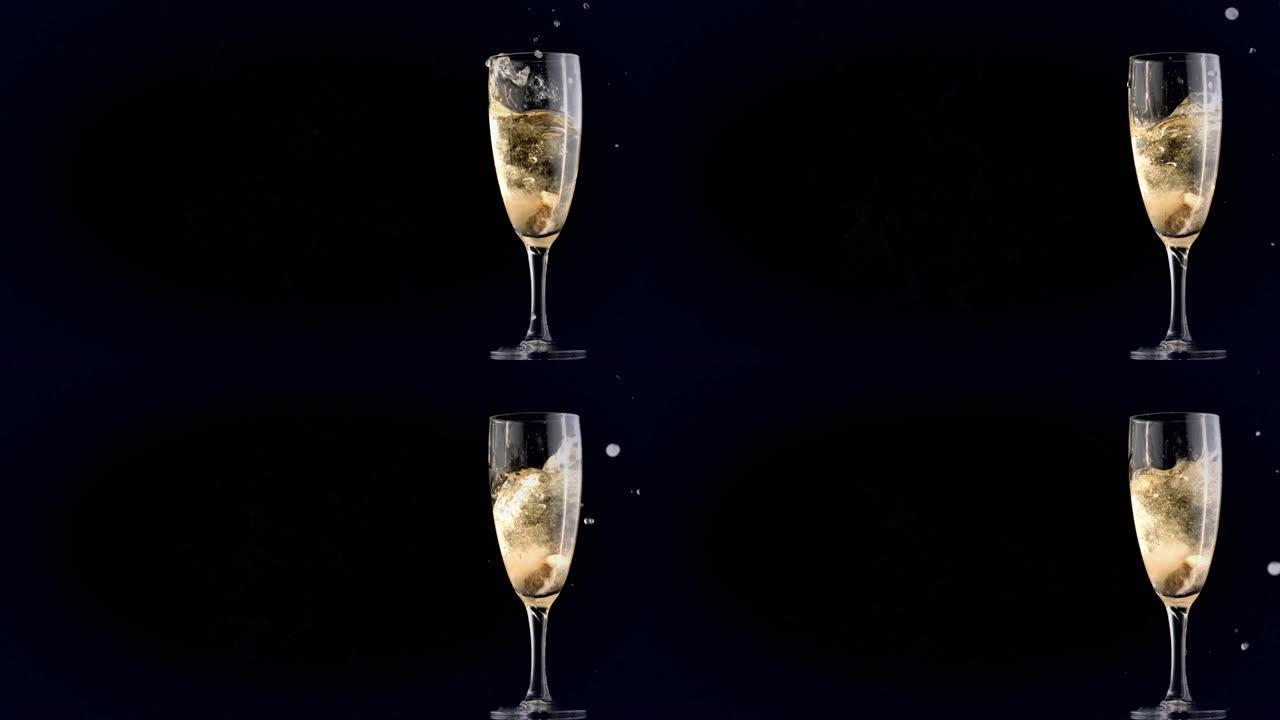 连接网络的动画闪烁和香槟杯