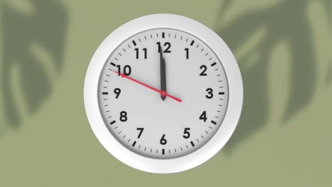 时钟在绿色背景上快速移动的动画