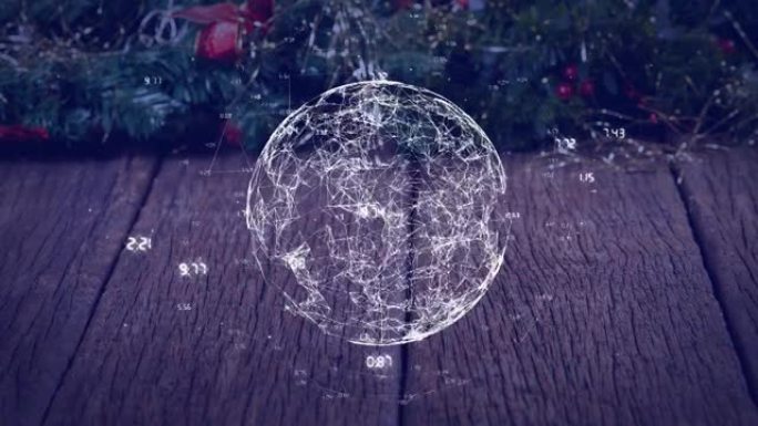 圣诞树上的地球仪动画和连接网络