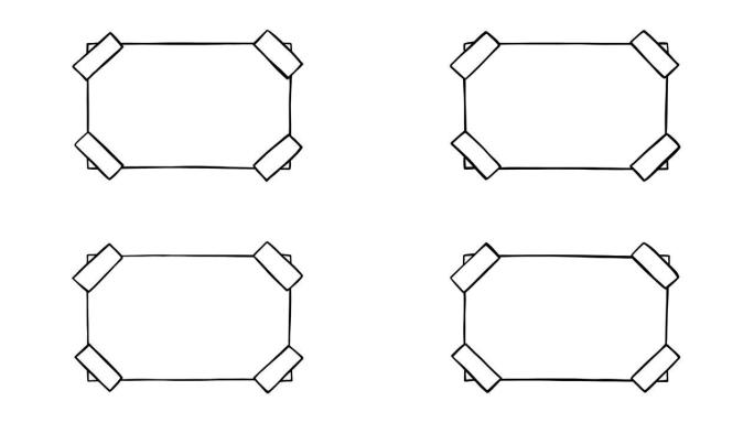 带胶带的空白便签，白色背景上的手绘动画