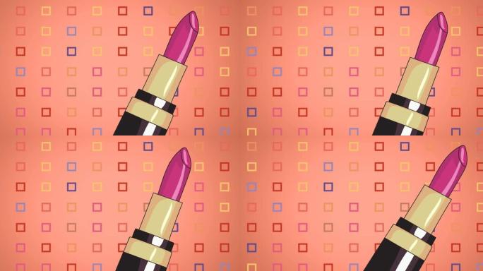 橙色背景上的口红动画