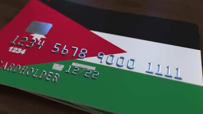 带有约旦国旗的塑料银行卡