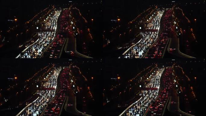 现代化城市繁忙交通夜景风光