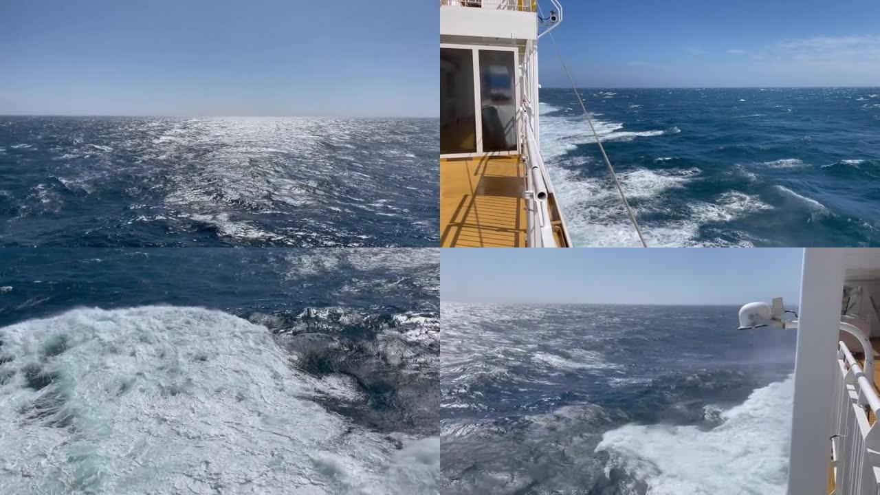 夏季，渡轮在开放水域穿越挪威和丹麦之间的北海
