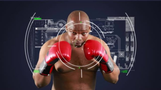 具有范围扫描和数据处理的男拳击手动画
