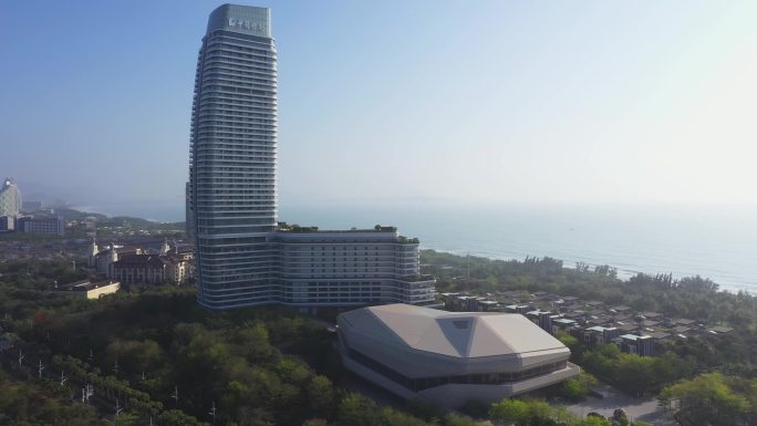 航拍三亚海棠湾现代建筑酒店中国保利