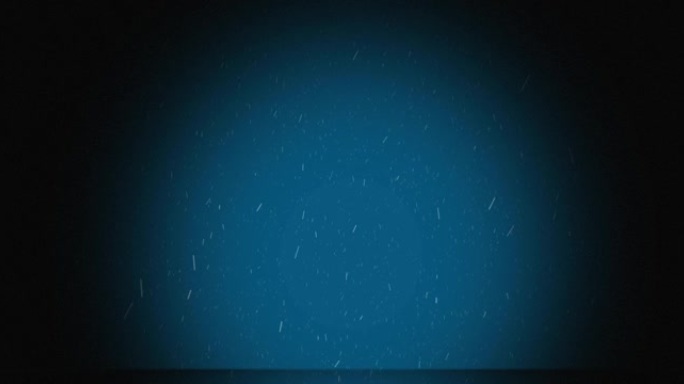 蓝色背景上的雪花落在聚光灯下的动画