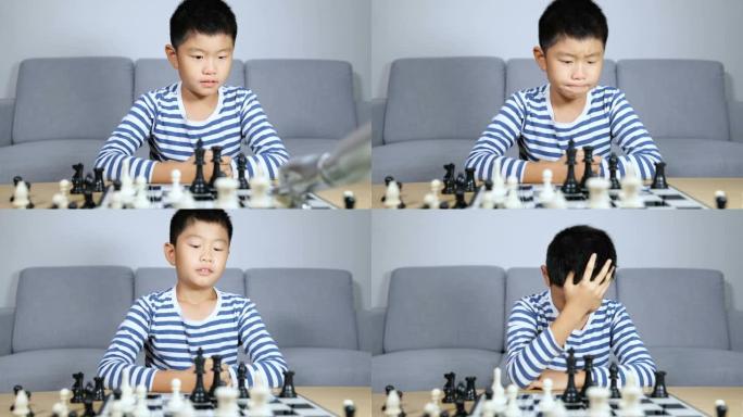 智能男孩与AI机器人下棋