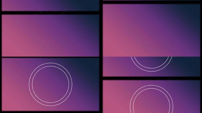 紫色背景上有毛刺的旋转圆圈动画