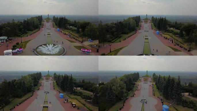 乌法，萨拉维特尤拉耶夫广场。航空视频4k