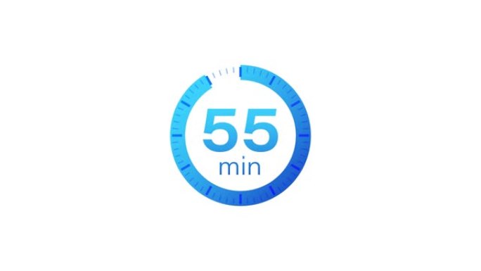 55分钟计时器。平面样式的秒表图标。运动图形。