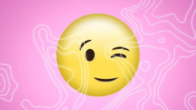 粉红色背景上微笑表情图标的动画