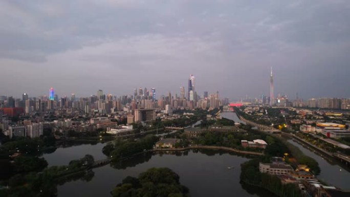 中国广州城市景观的鸟瞰图