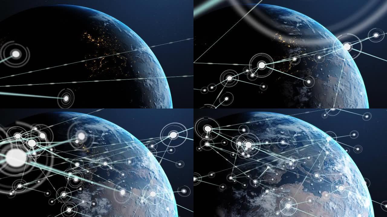 地球上连接网络的动画