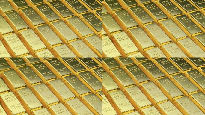 成堆的金条无缝循环3D渲染动画