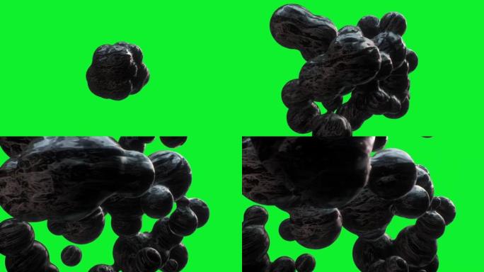 肿瘤细胞分裂的抽象动画，绿屏Chromakey