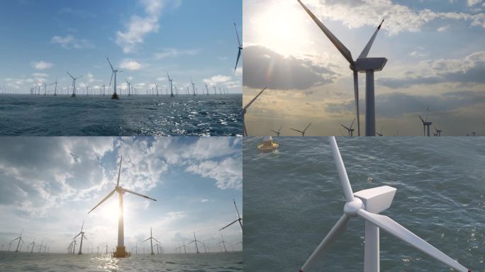 4k风机风电风力海上新能源