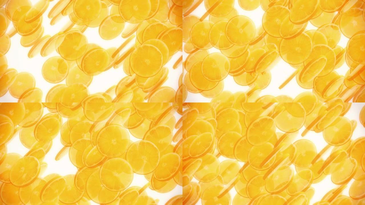 橙色水果背景水果果盘切水果水果刀