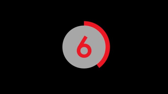 易于使用的透明背景上带有红色圆圈条的十对一现代数字倒计时计时器