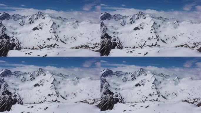 在埃尔布鲁斯附近的雪山上空飞行