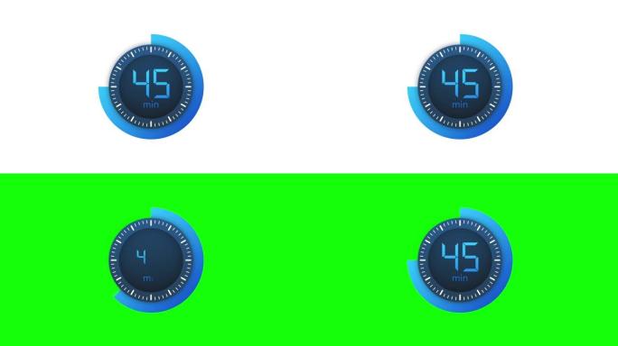 45分钟计时器。平面样式的秒表图标。运动图形。