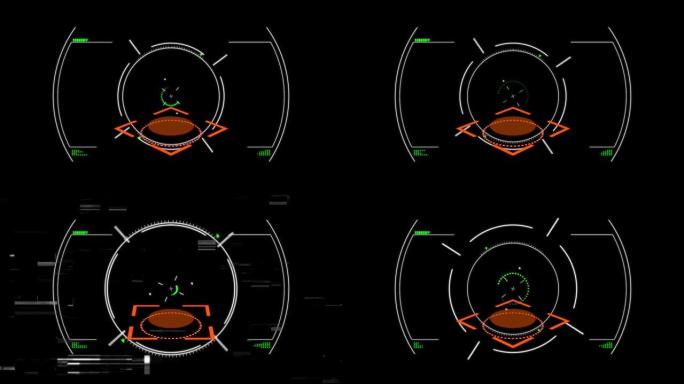 黑色背景上的橙色标记扫描范围的动画