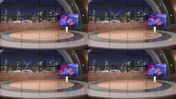 3D虚拟新闻工作室背景循环