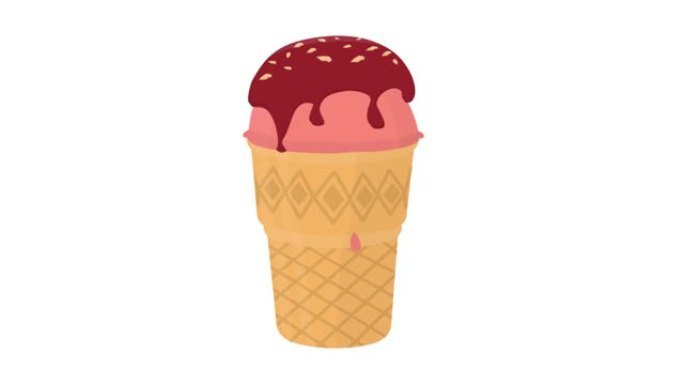冰淇淋。冰淇淋杯的动画。卡通