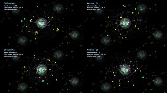 具有20个电子的钙原子与原子无限轨道旋转