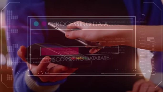 智能手机非接触式支付屏幕上数据处理的动画