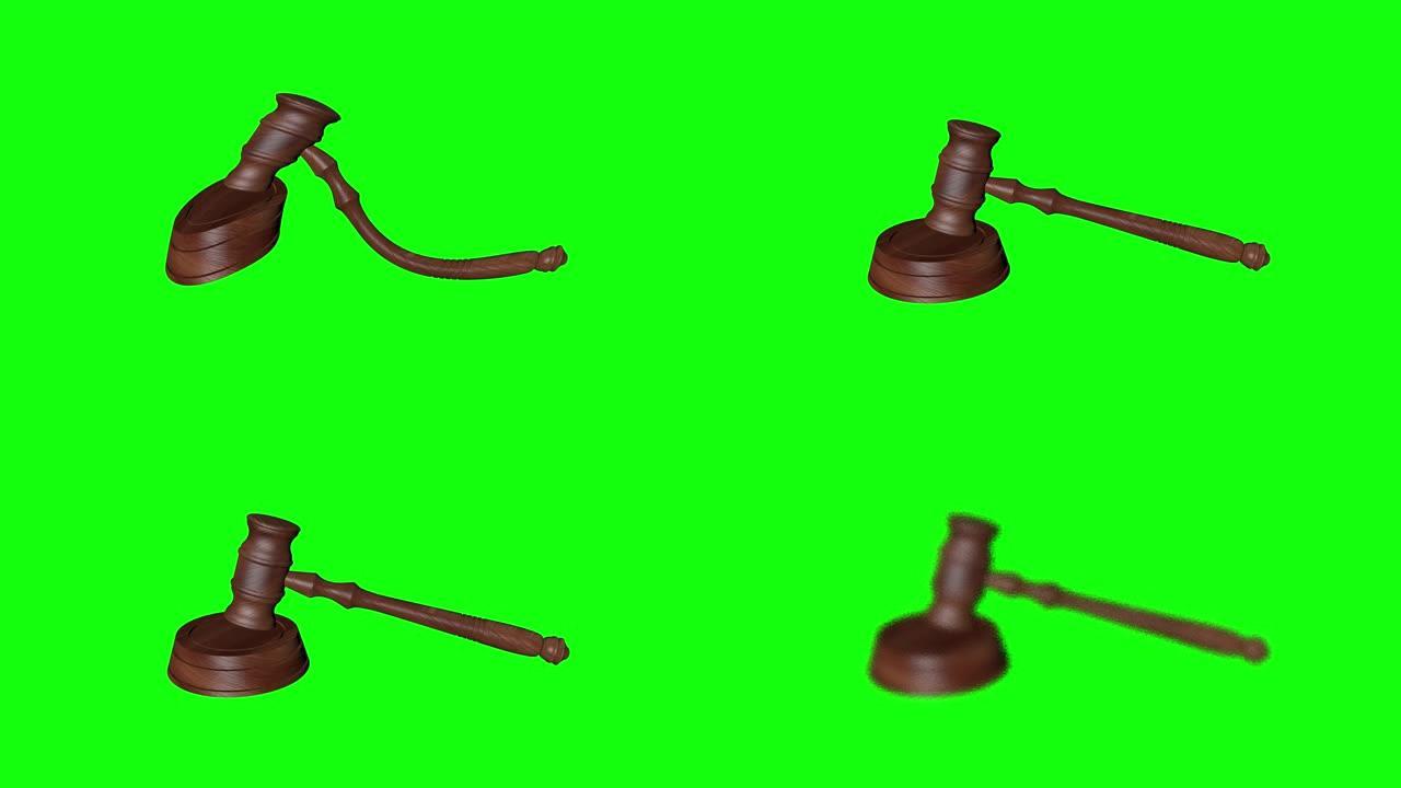 8动画3d法院木锤绿屏法官拍卖木槌色度键