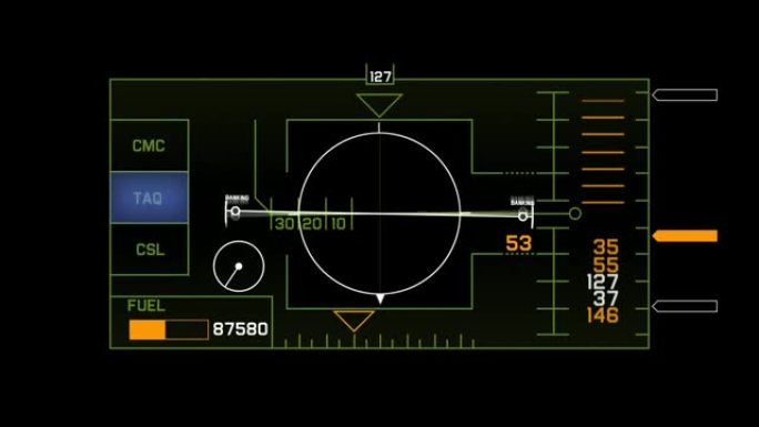 高科技软件导航屏幕。航空导航面板。