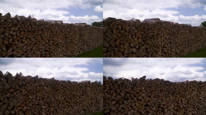 堆积式原木木材堆木材厂