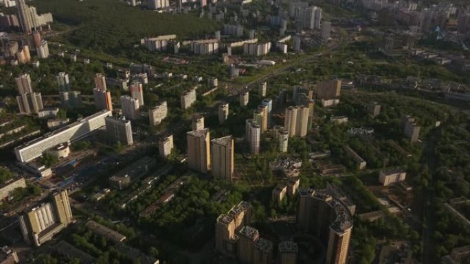 俄罗斯夏日莫斯科著名的拉门基区夏日空中全景4k