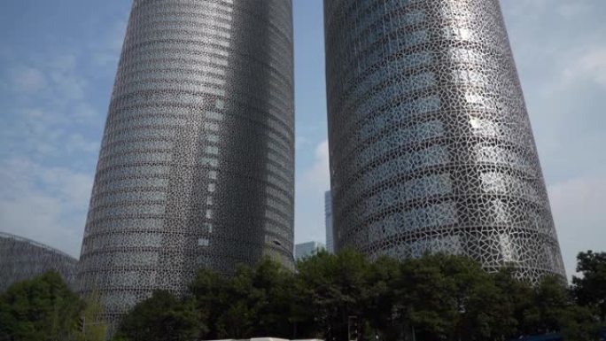 成都著名商业中心现代建筑交通街全景4k中国