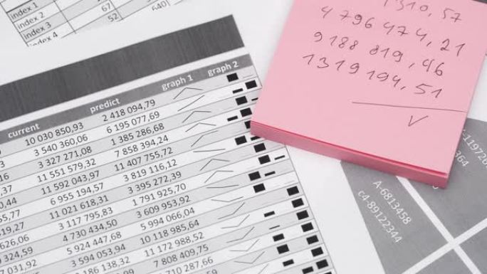 查看商务办公室工作场所办公桌特写-财务表格和报告，其中包含用于分析和会计的数据，一套文件，各种记账项