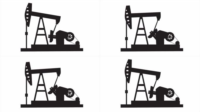 泵千斤顶石油起重机。简单的概念使用线描动画来描绘肮脏的能源。