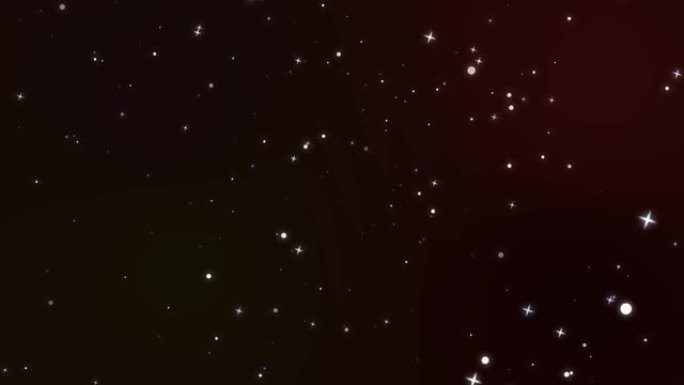 模糊和星星旋转运动闪闪发光的粒子在深红色屏幕背景上缓慢褪色