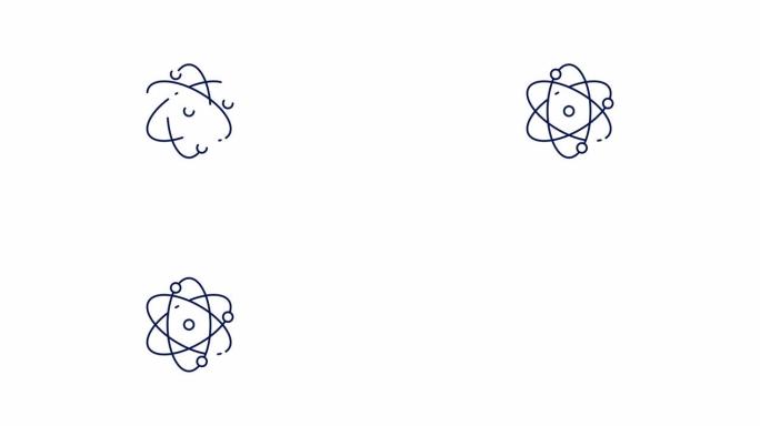原子线图标动画。带阿尔法通道的4k运动图形。
