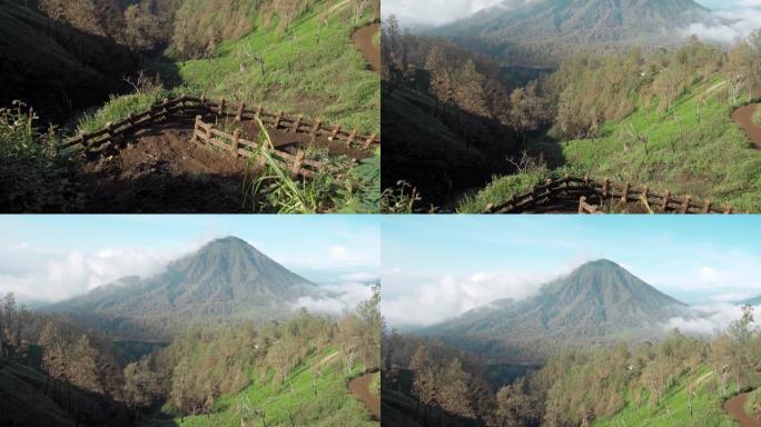 爪哇岛上有云的高火山视频