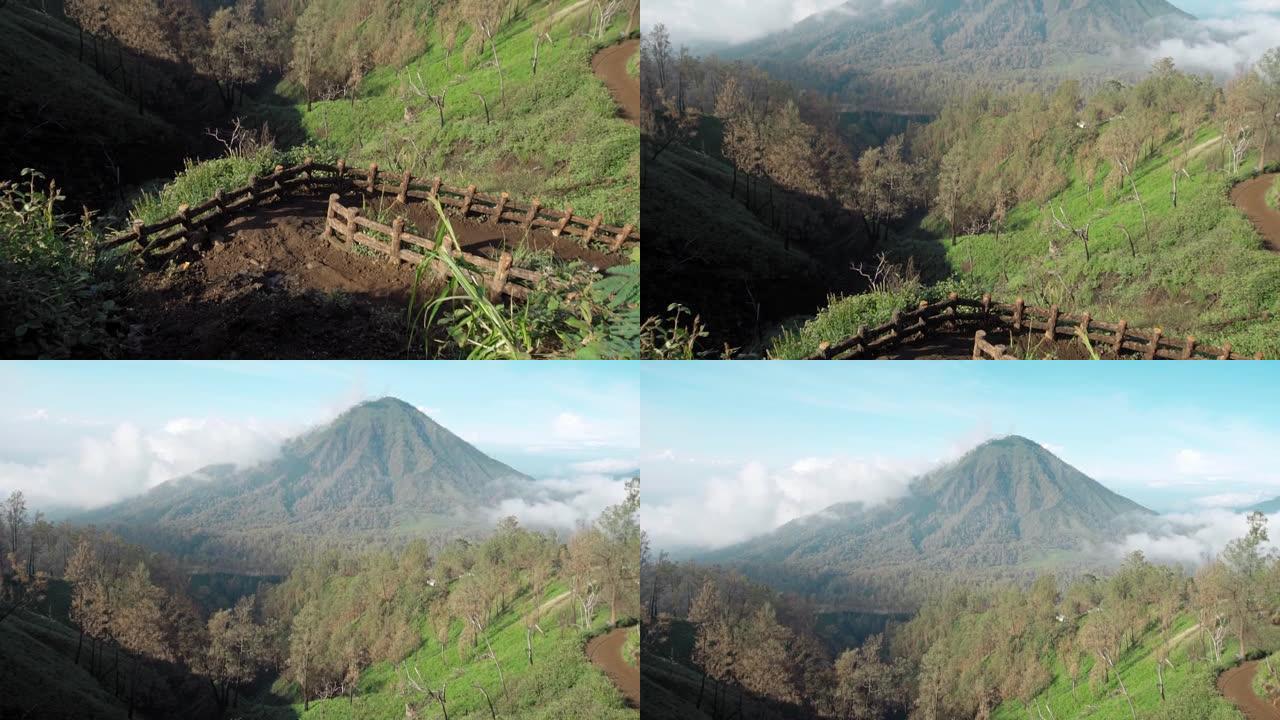 爪哇岛上有云的高火山视频